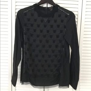 Coach black silk blend blouse sz 0